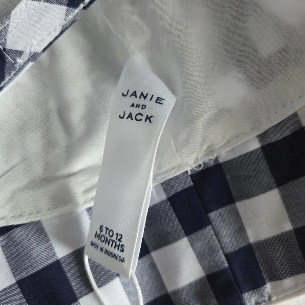 Janie and Jack Navy Checkered Kids Hat